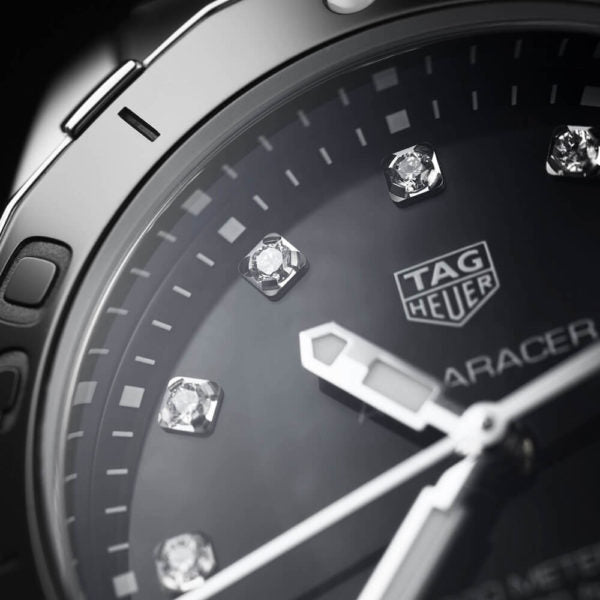 Tag Heuer Aquaracer Quartz Black Dial Silver Steel Strap Watch for Women - WAY131M.BA0748