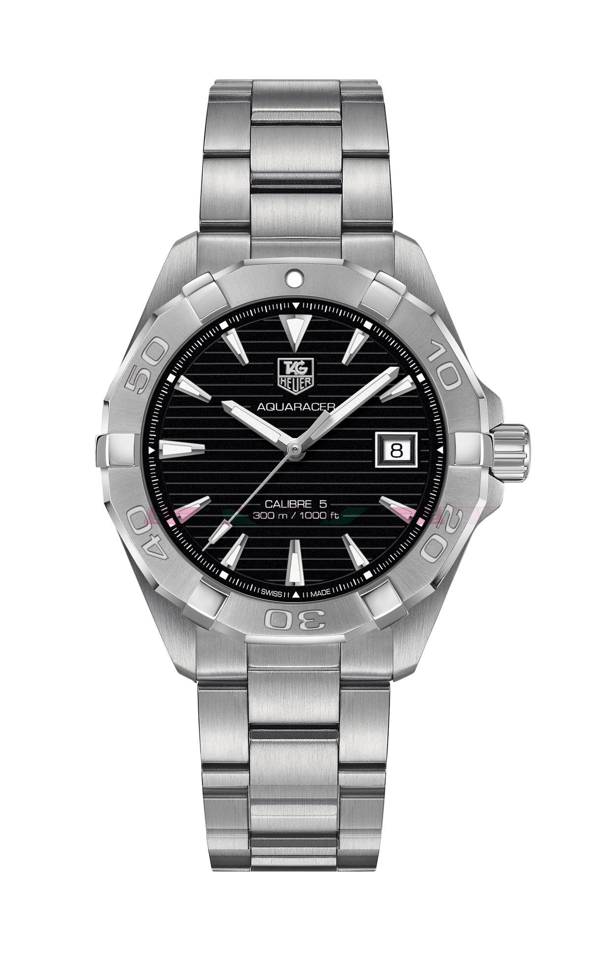 Tag Heuer Aquaracer Automatic Black Dial Silver Steel Strap Watch for Men - WAY2110.BA0928
