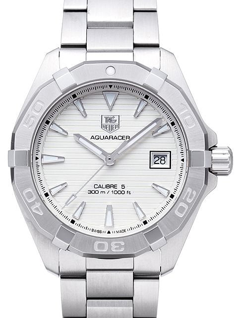 Tag Heuer Aquaracer Automatic White Dial Silver Steel Strap Watch for Men - WAY2111.BA0928