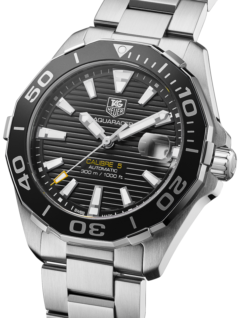 Tag Heuer Aquaracer Automatic Black Dial Silver Steel Strap Watch for Men - WAY211A.BA0928