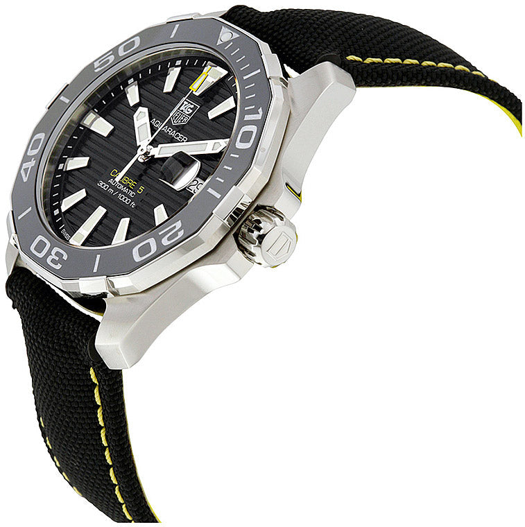 Tag Heuer Aquaracer Calibre 5 Automatic Black Dial Black Nylon Strap Watch for Men - WAY211A.FC6362