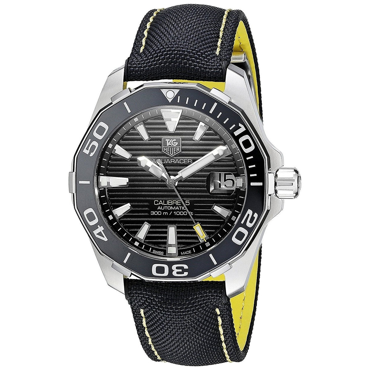Tag Heuer Aquaracer Calibre 5 Automatic Black Dial Black Nylon Strap Watch for Men - WAY211A.FC6362