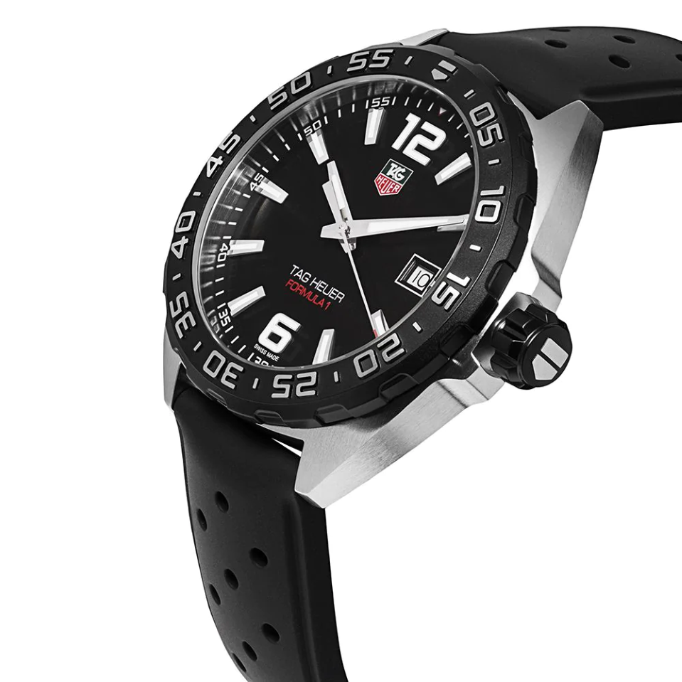 Tag Heuer Formula 1 Quartz Black Dial Black Rubber Strap Watch for Men - WAZ1110.FT8023
