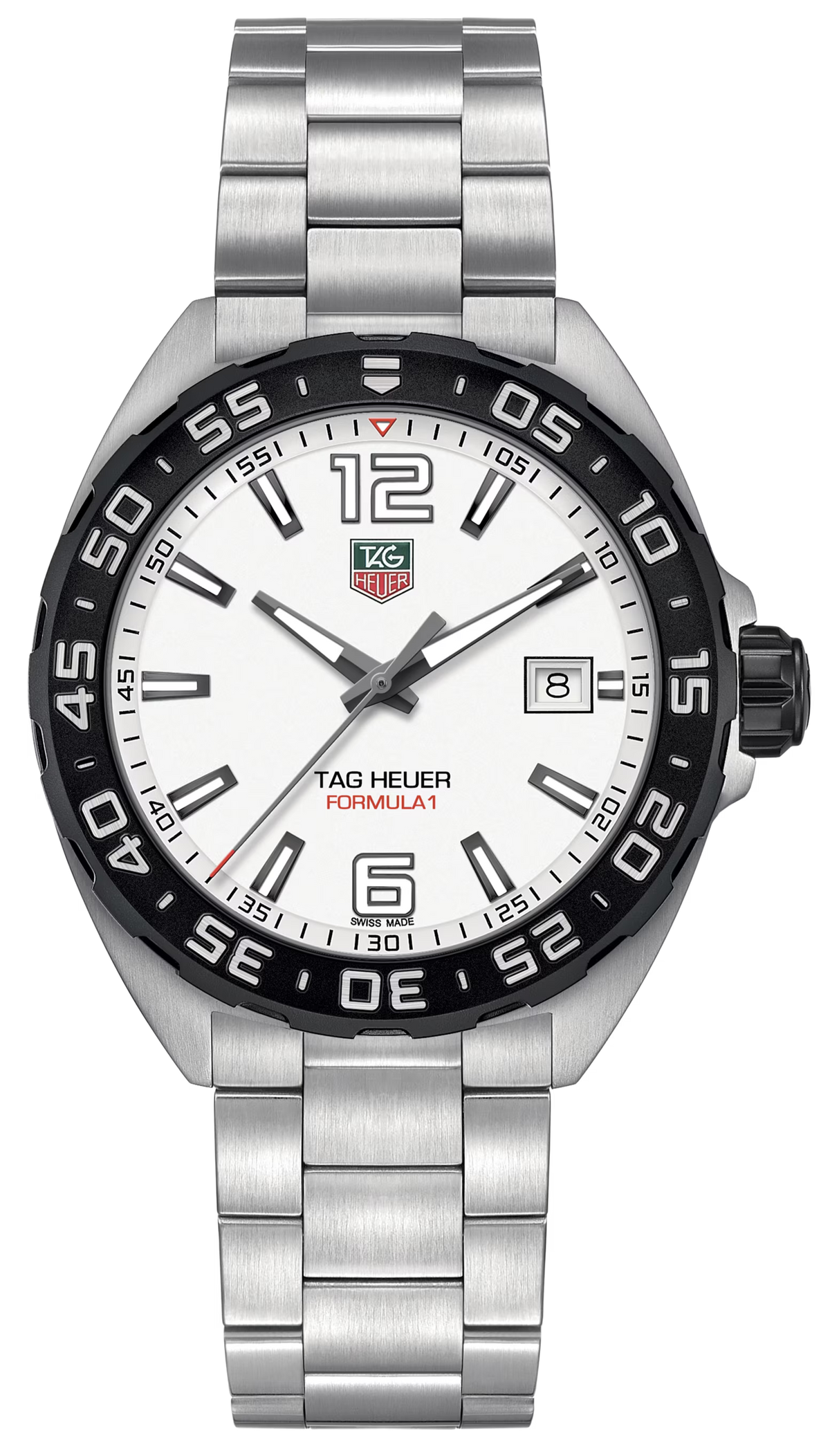 Tag Heuer Formula 1 White Dial Silver Steel Strap Watch for Men - WAZ1111.BA0875
