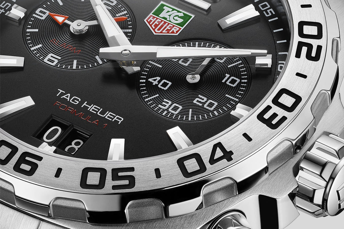 Tag Heuer Formula 1 Black Dial Silver Steel Strap Watch for Men - WAZ111A.BA0875