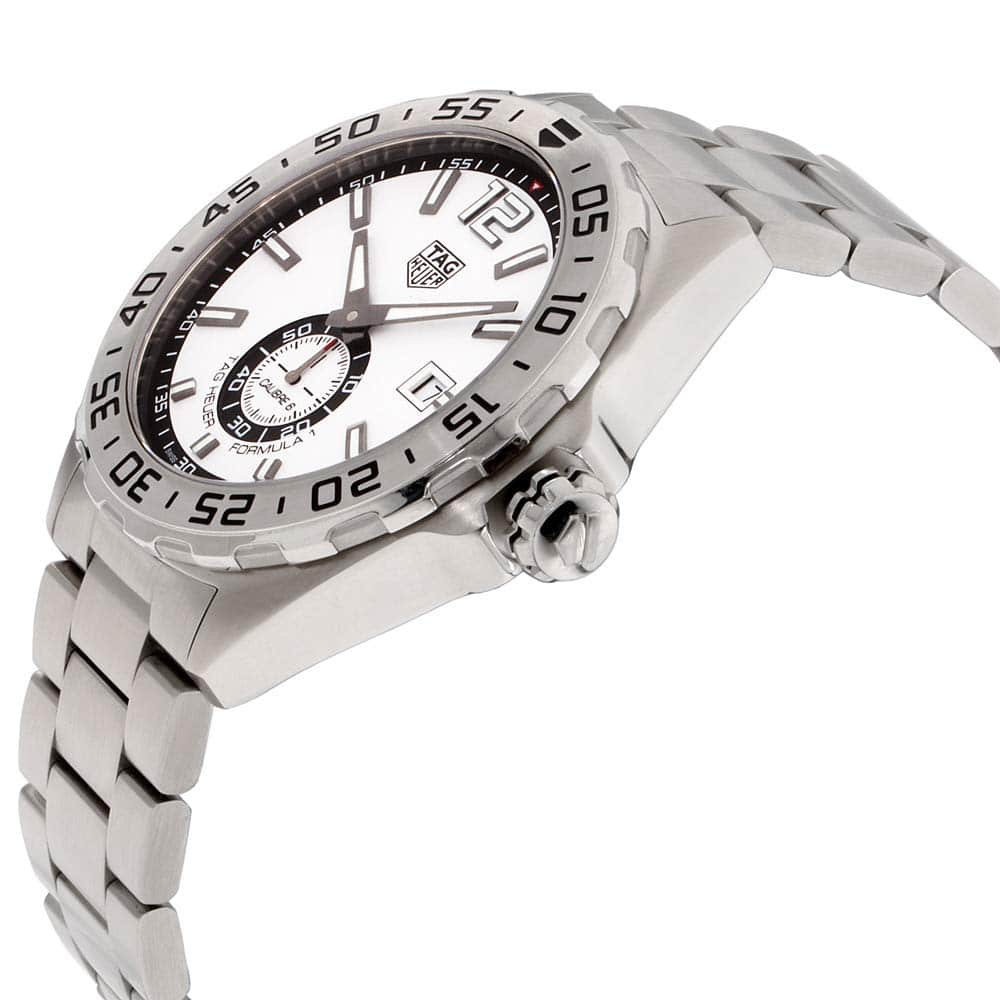 Tag Heuer Formula 1  Calibre 6 Automatic White Dial Silver Steel Strap Watch for Men - WAZ2013.BA0842