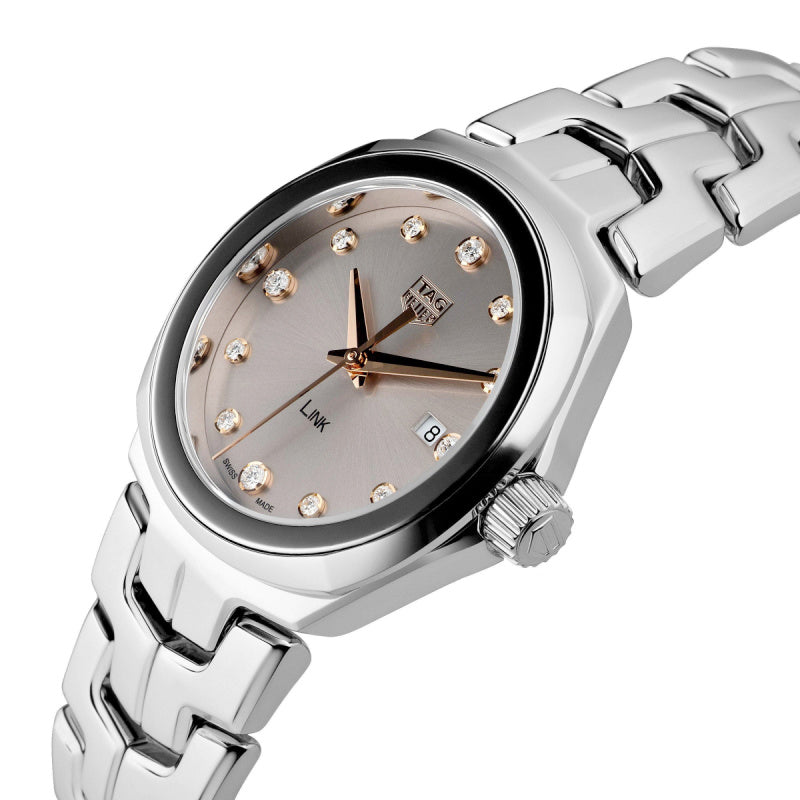 Tag Heuer Link Quartz Brown Dial Silver Steel Strap Watch for Women - WBC131E.BA0649
