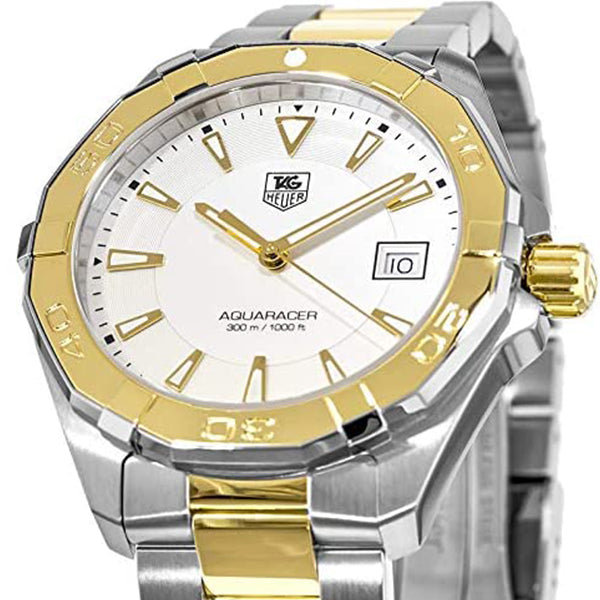 Tag Heuer Aquaracer Quartz White Dial Two Tone Steel Strap Watch for Men - WAY1120.BB0930