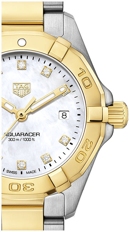 Tag Heuer Aquaracer Diamonds Mother of Pearl Dial Two Tone Steel Strap Watch for Men - WBD1422.BB0321