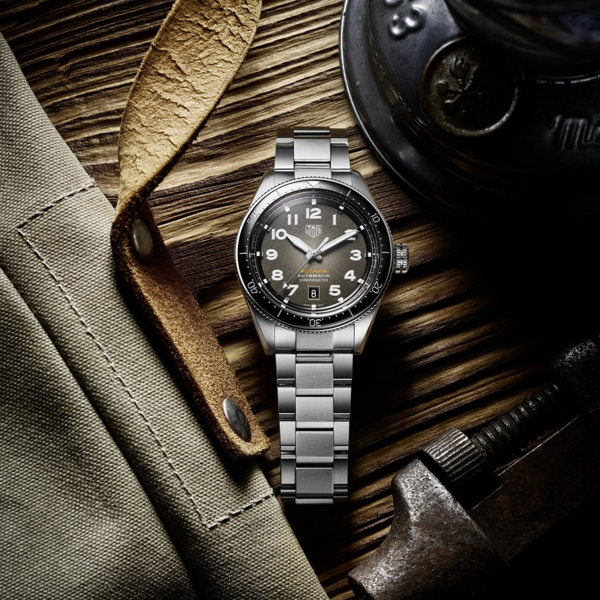 Tag Heuer Autavia Automatic Grey Dial Silver Steel Strap Watch for Men - WBE5114.EB0173