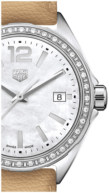 Tag Heuer Formula 1 Quartz Diamonds Mother of Pearl Dial Beige Leather Strap Watch for Women - WBJ131A.FC8254