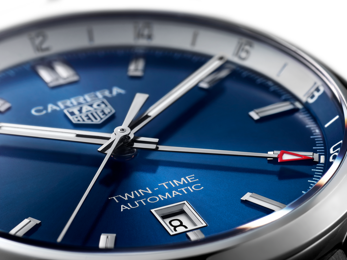 Tag Heuer Carrera Twin Time Blue Dial Silver Steel Strap Watch for Men - WBN201A.BA0640