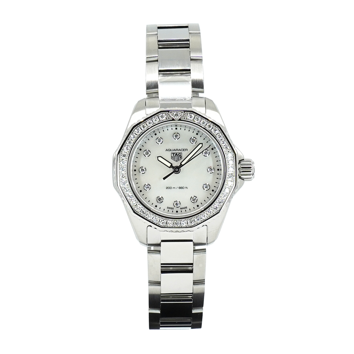 Tag Heuer Aquaracer Professional 200 Quartz Diamond Mother of Pearl Dial Silver Steel Strap Watch for Women - WBP1417.BA0622