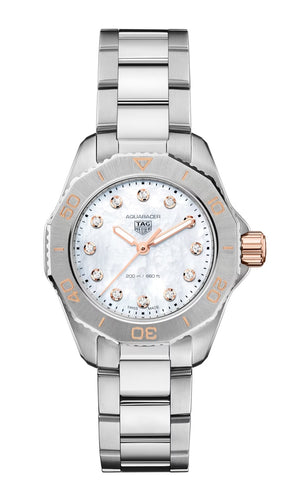 Tag Heuer Aquaracer Professional 200 Quartz Diamonds White Dial Silver Steel Strap Watch for Women - WBP1450.BA0622