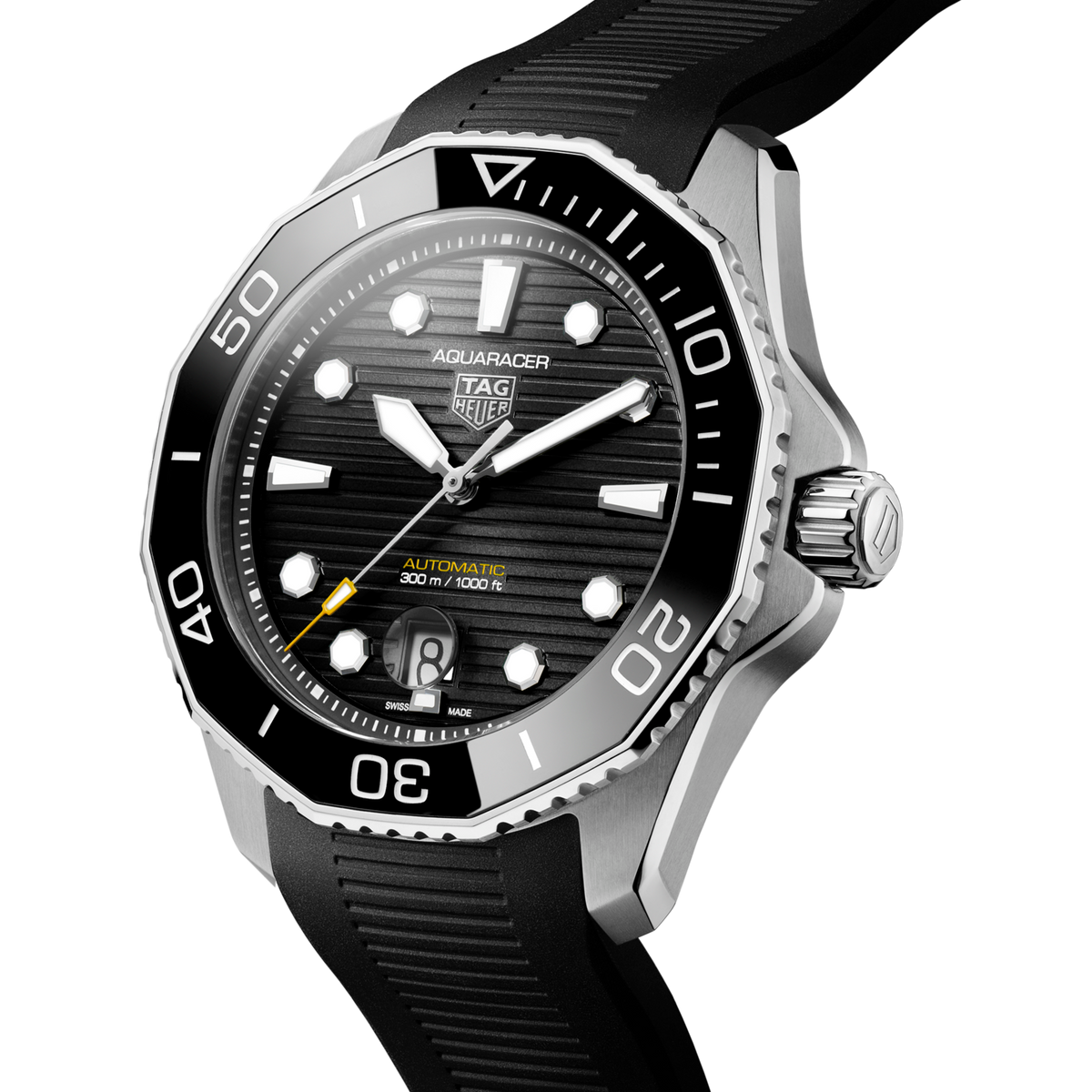 Tag Heuer Aquaracer Professional 300 Automatic Black Dial Black Rubber Strap Watch for Men - WBP201A.FT6197