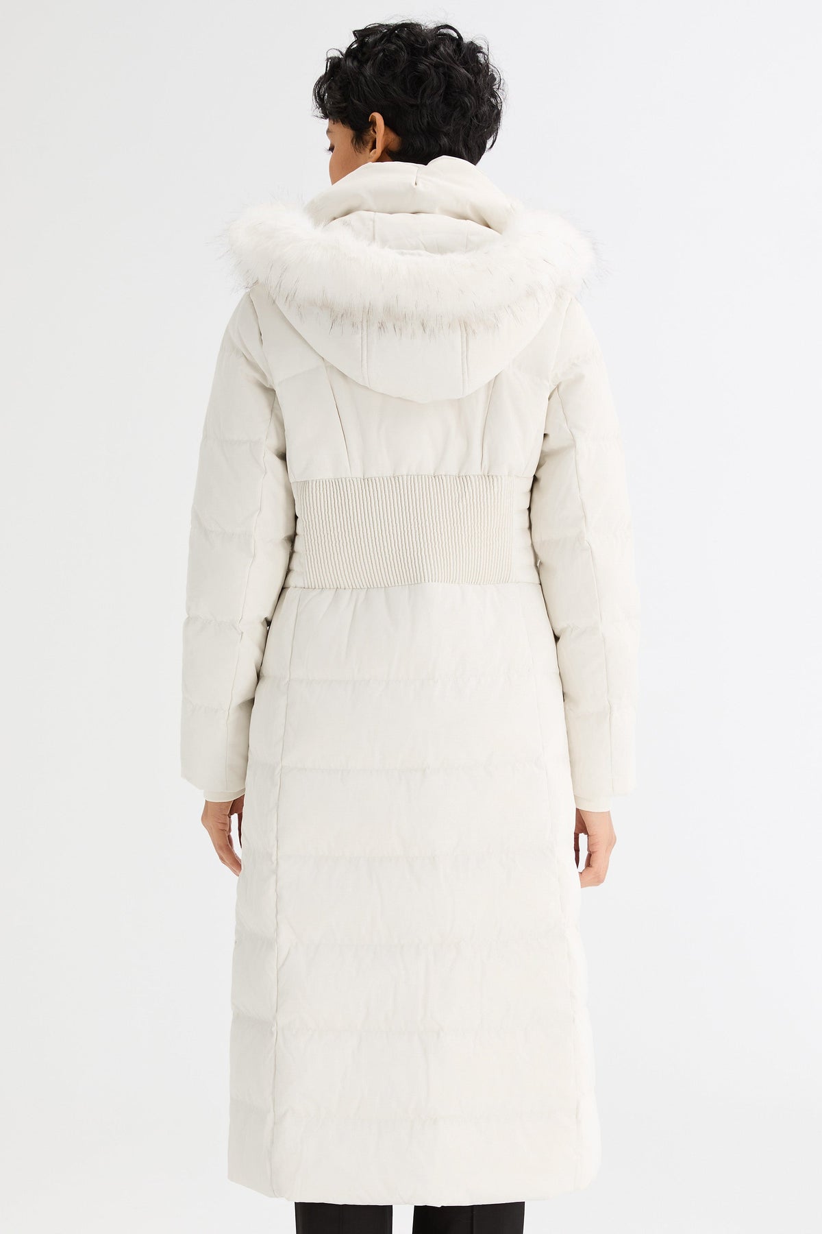 Long Puffer Down Coat with Hood Fur
