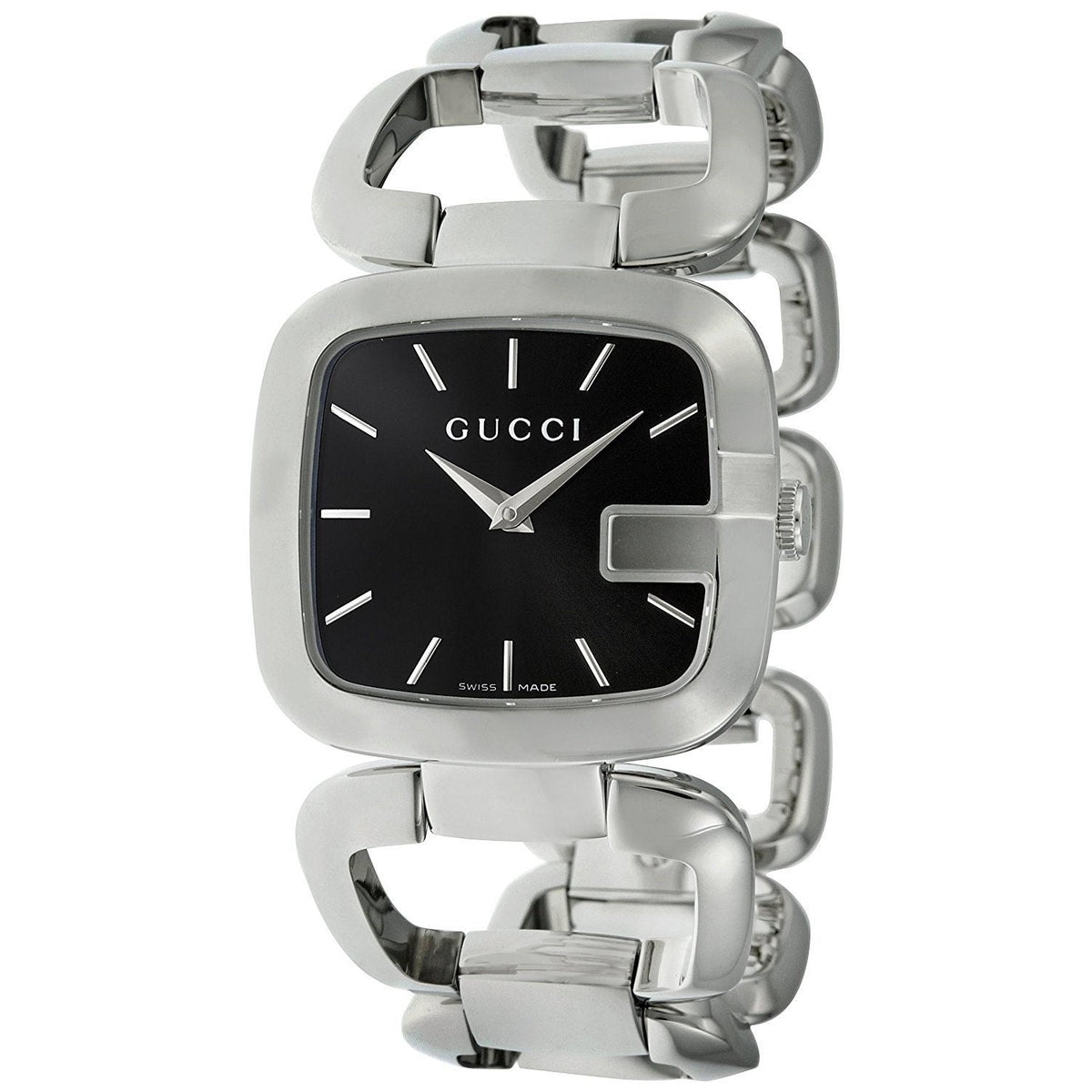 Gucci G Gucci Black Dial Silver Steel Strap Watch For Women - YA125407