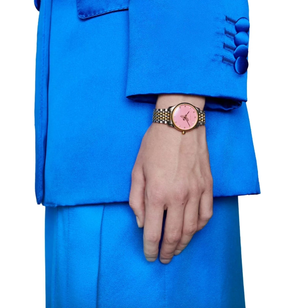 Gucci G Timeless Quartz Pink Dial Two Tone Steel Strap Watch For Women - YA1265030