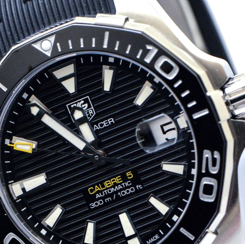 Tag Heuer Aquaracer Calibre 5 Automatic Black Dial Black Rubber Strap Watch for Men -  WAY211A.FT6151
