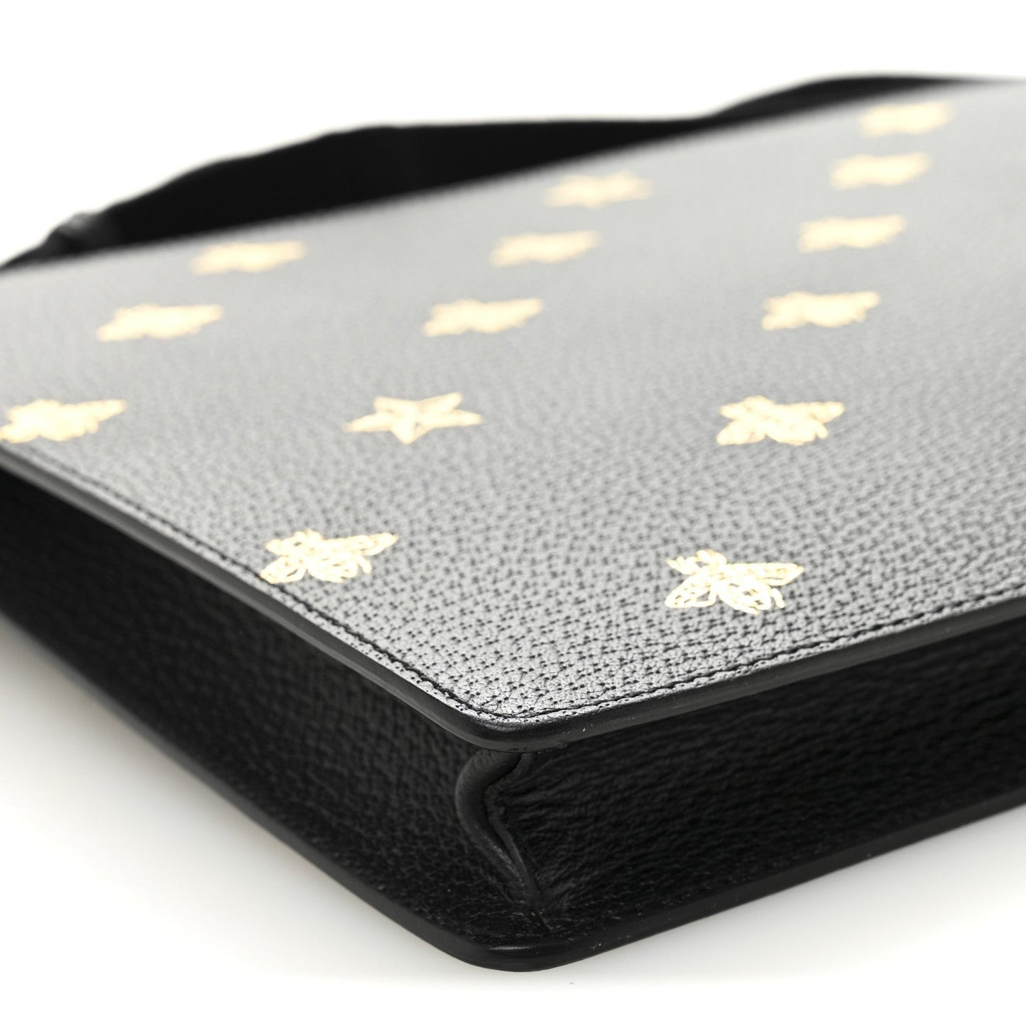 Grained Calfskin Bee Star Messenger Black