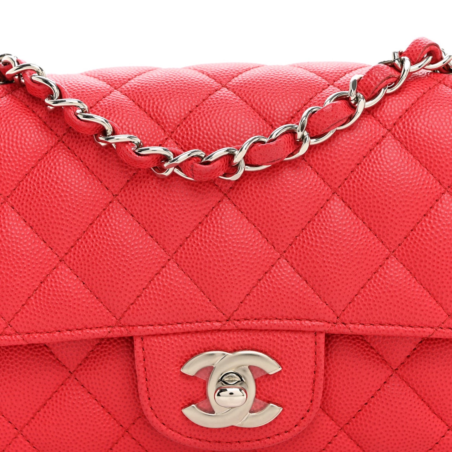 Caviar Quilted Mini Rectangular Flap Dark Pink