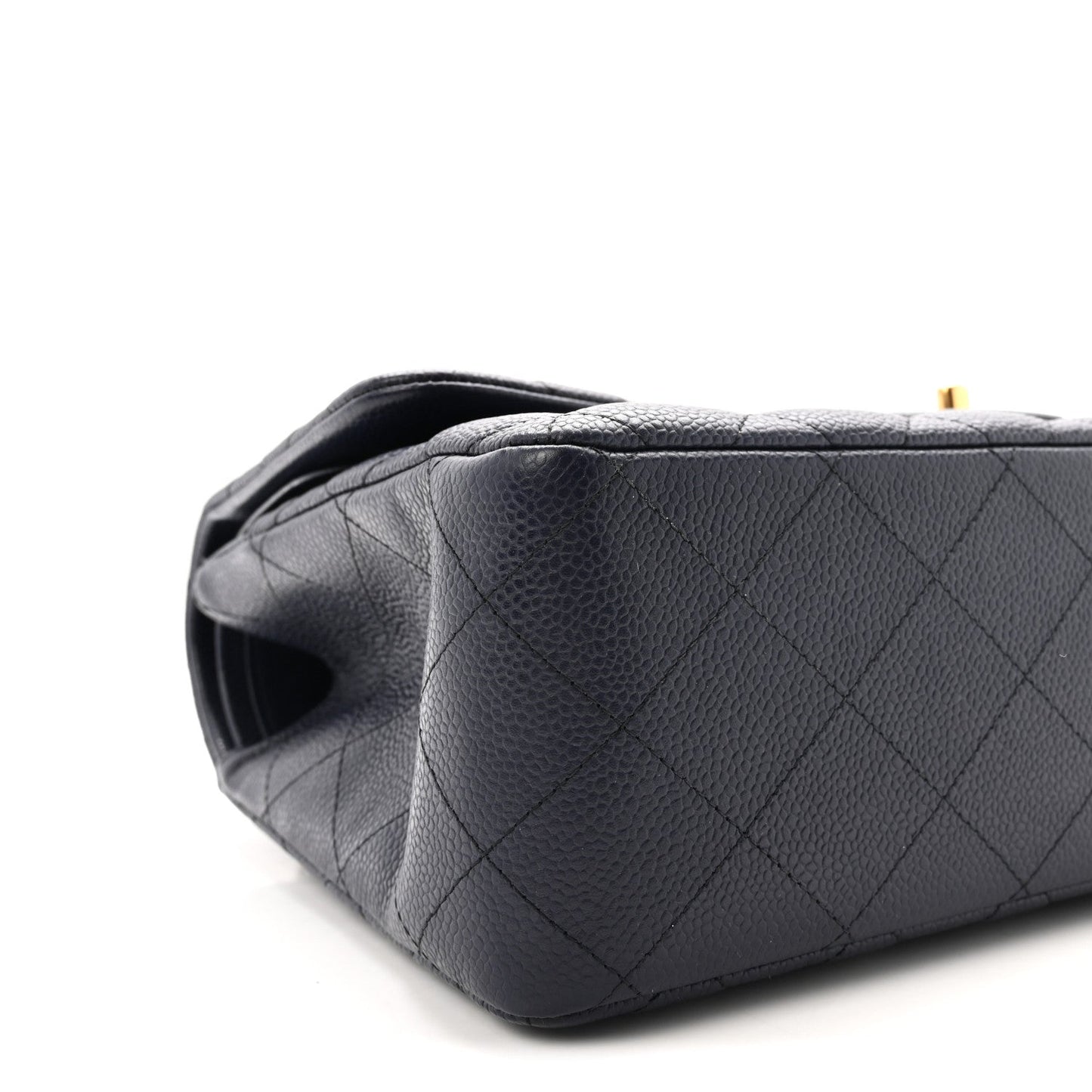 Caviar Quilted Jumbo Double Flap Navy Blue