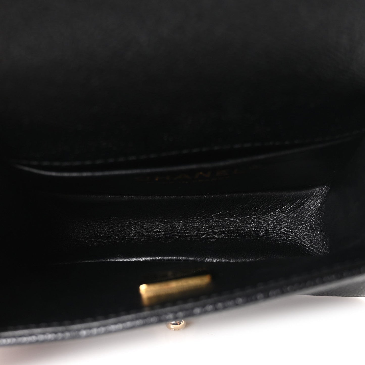 Caviar Chevron Quilted Mini Boy Flap Black