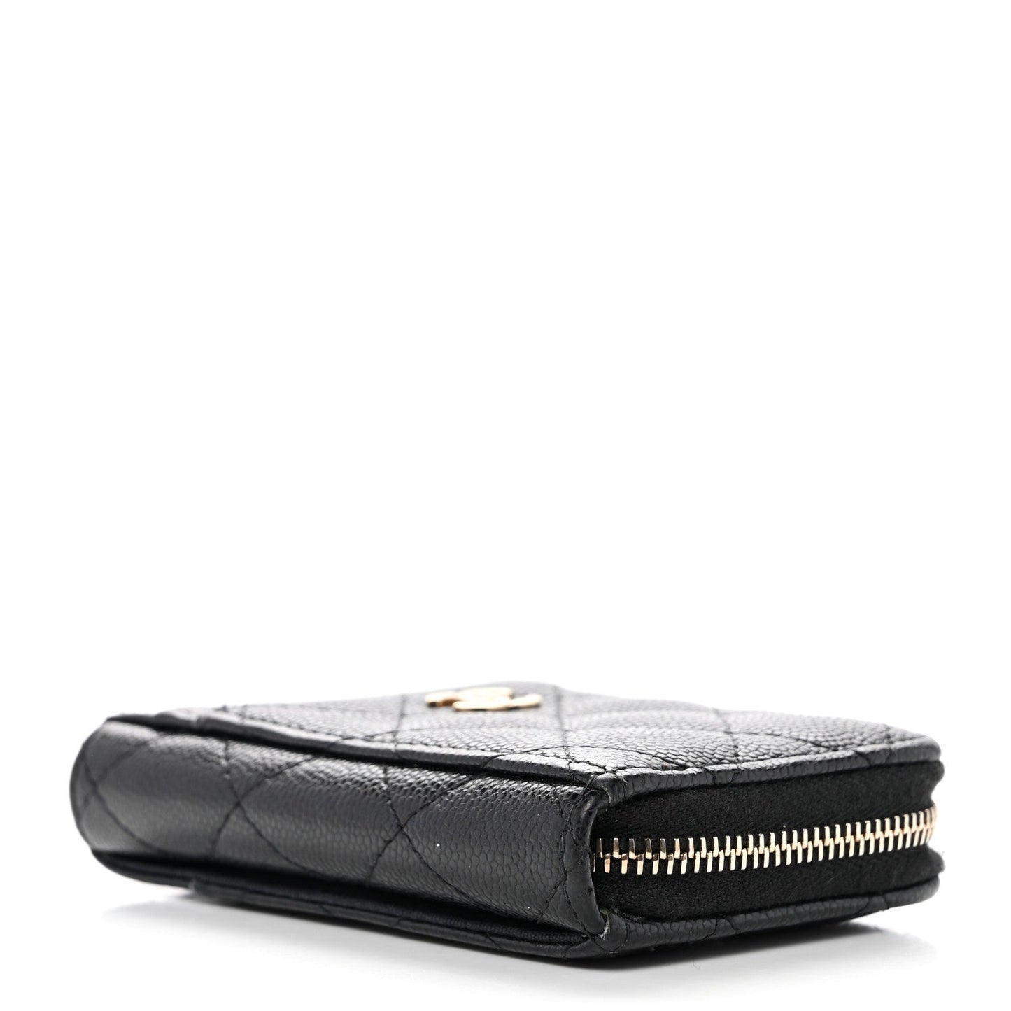 Caviar Quilted Zip Card Holder Black