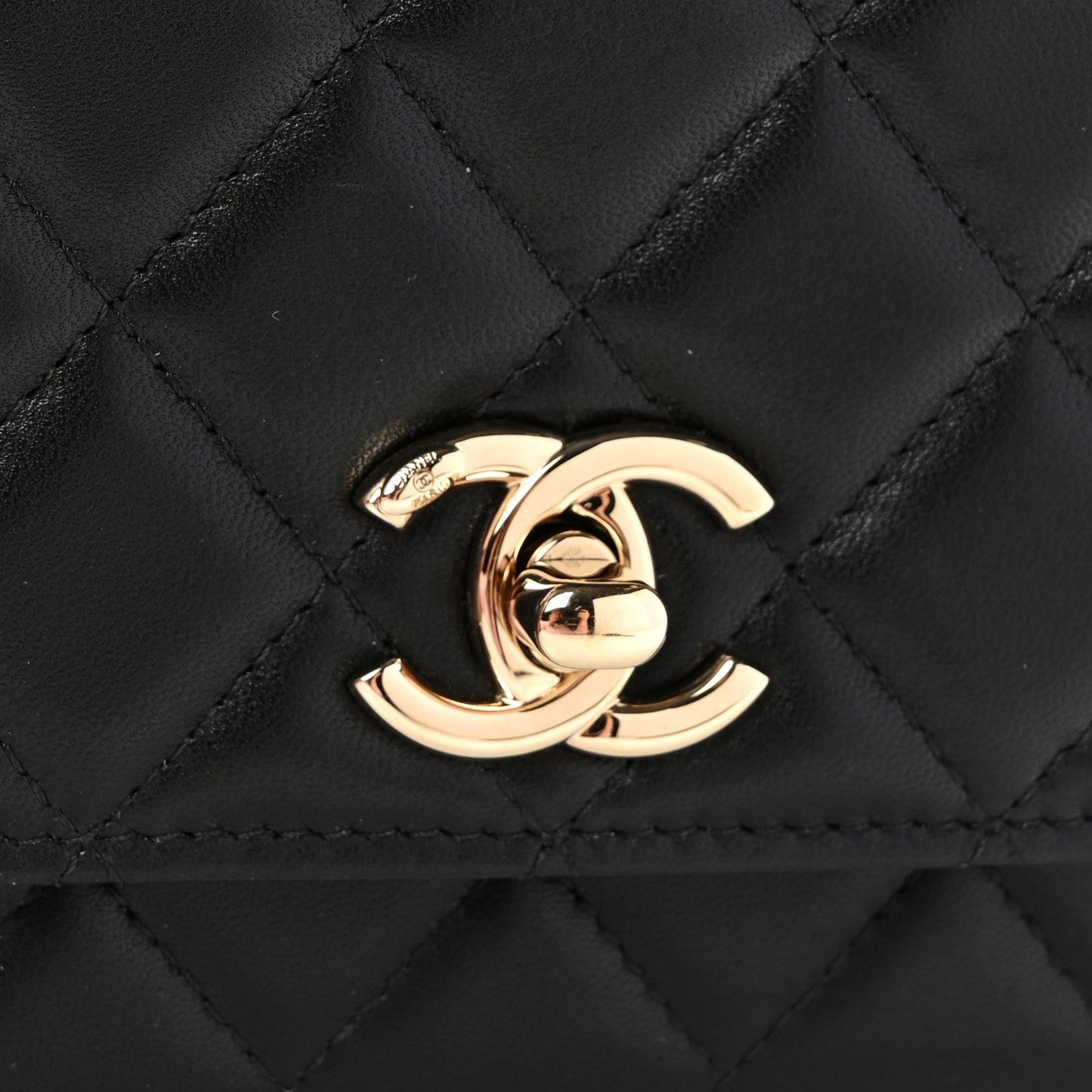 Lambskin Quilted Trendy CC Wallet On Chain WOC Black