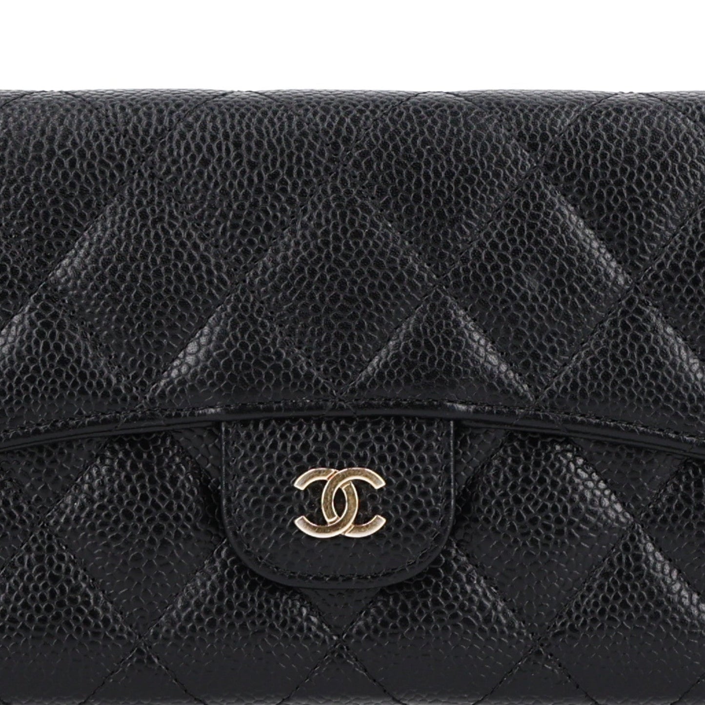 Caviar Quilted Large Flap Wallet Black