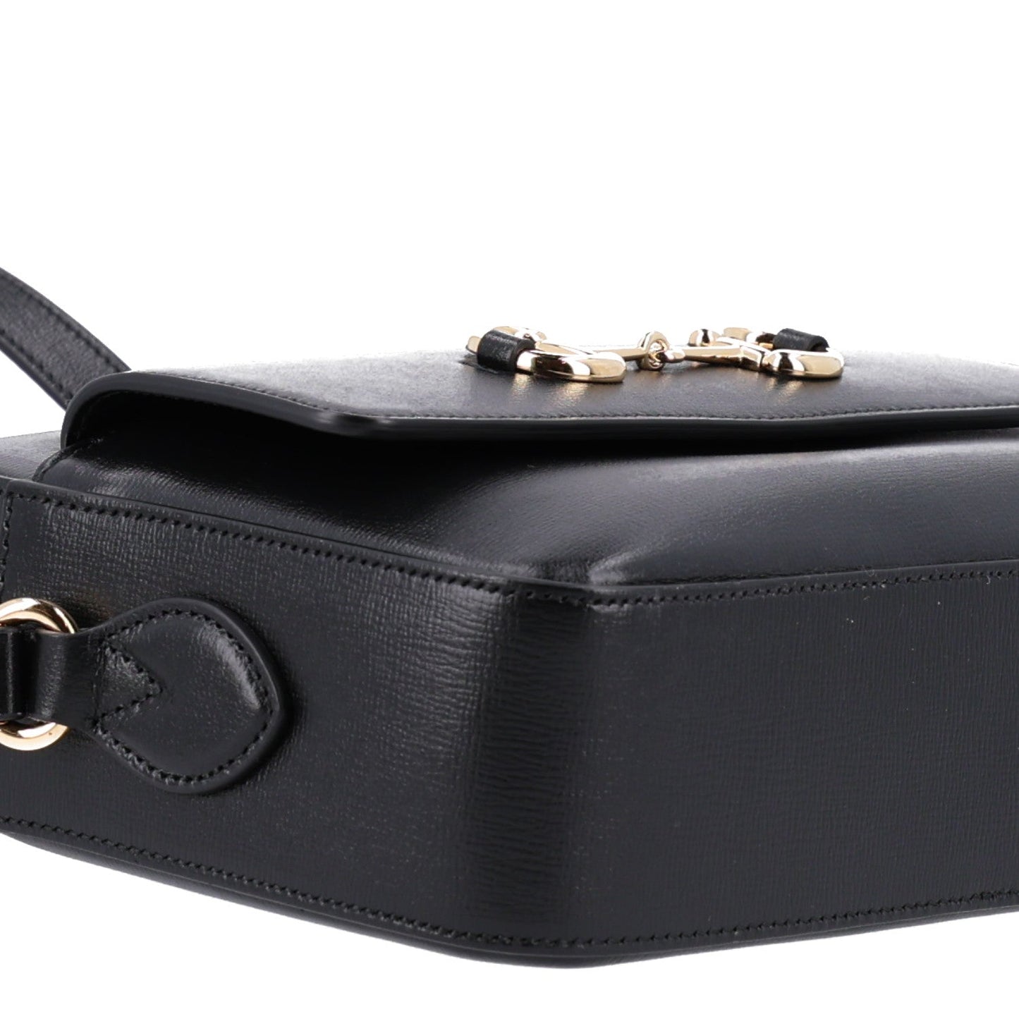 Textured Calfskin Small Horsebit 1955 Shoulder Bag Black