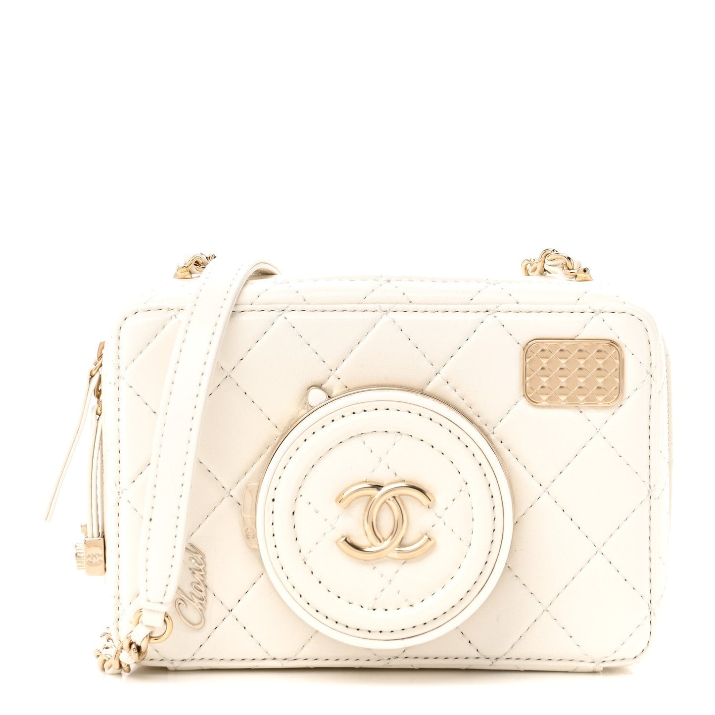 Lambskin Quilted Coco Click Bag White