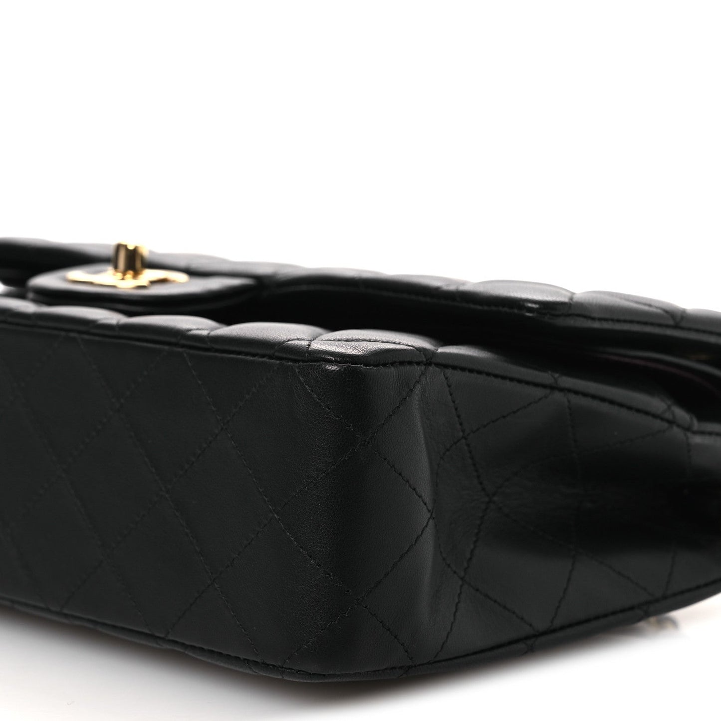 Lambskin Quilted Medium Double Flap Black