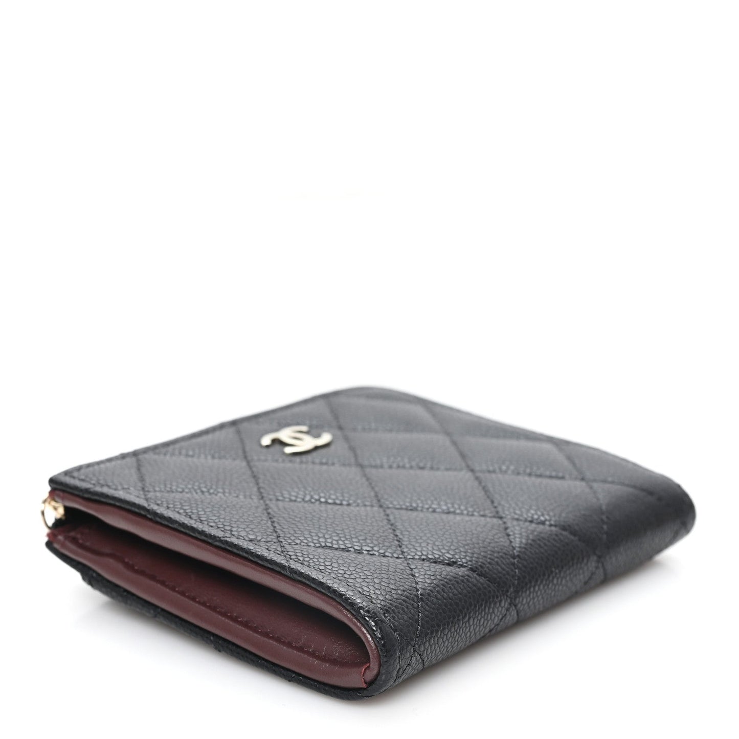 Caviar Quilted CC Zip Around Card Holder Wallet Black