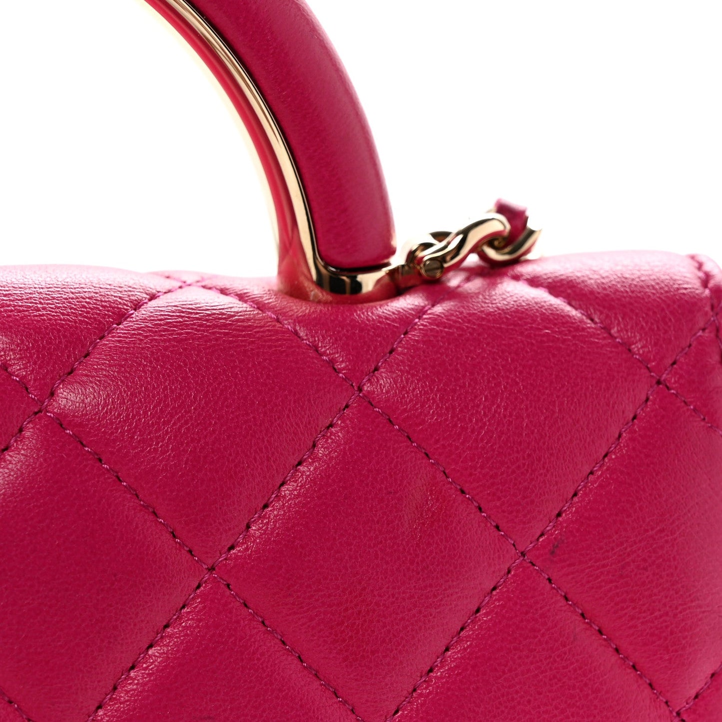 Lambskin Quilted Top Handle Wallet On Chain WOC Pink