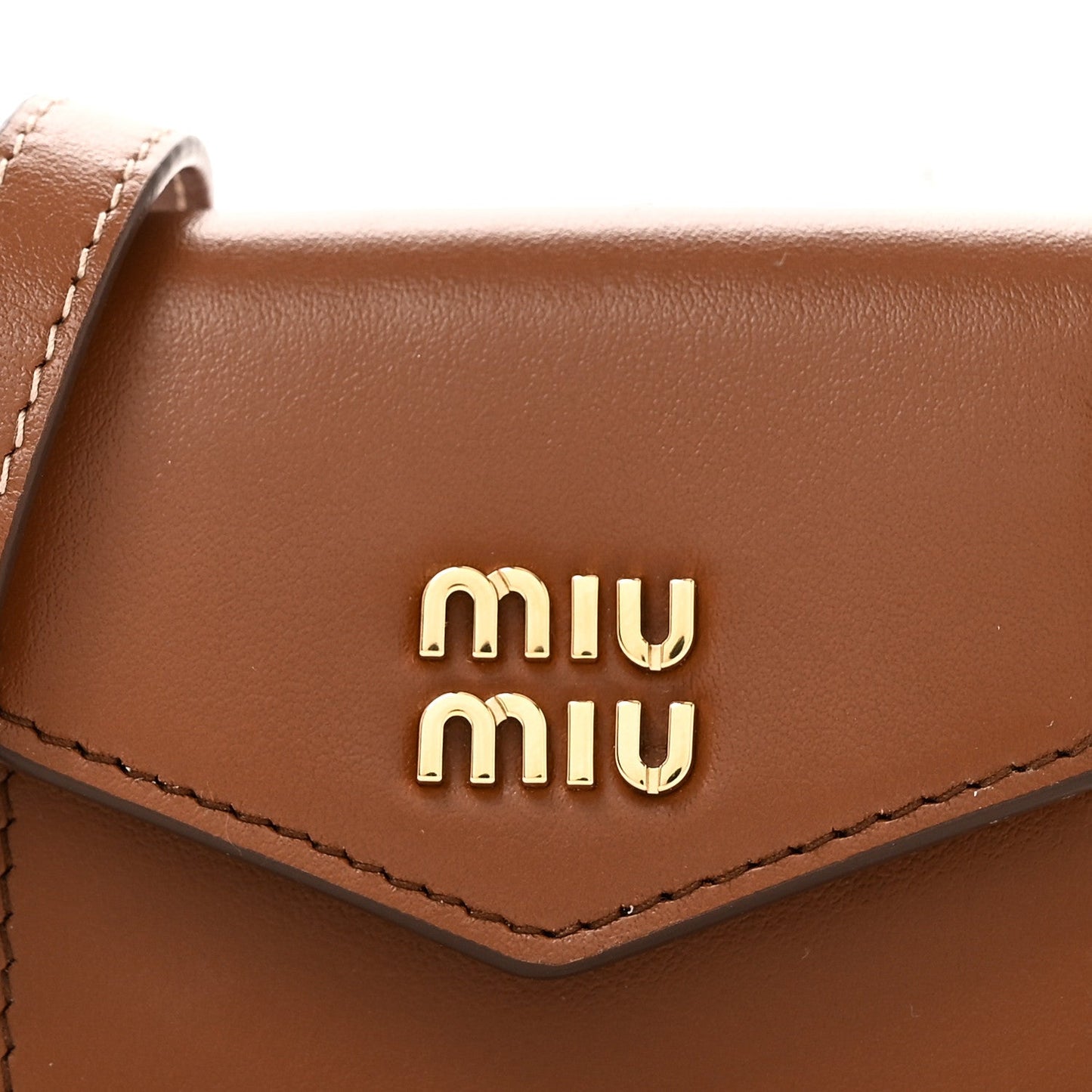 Nappa Flap Pouch Bag Charm Cognac Orange
