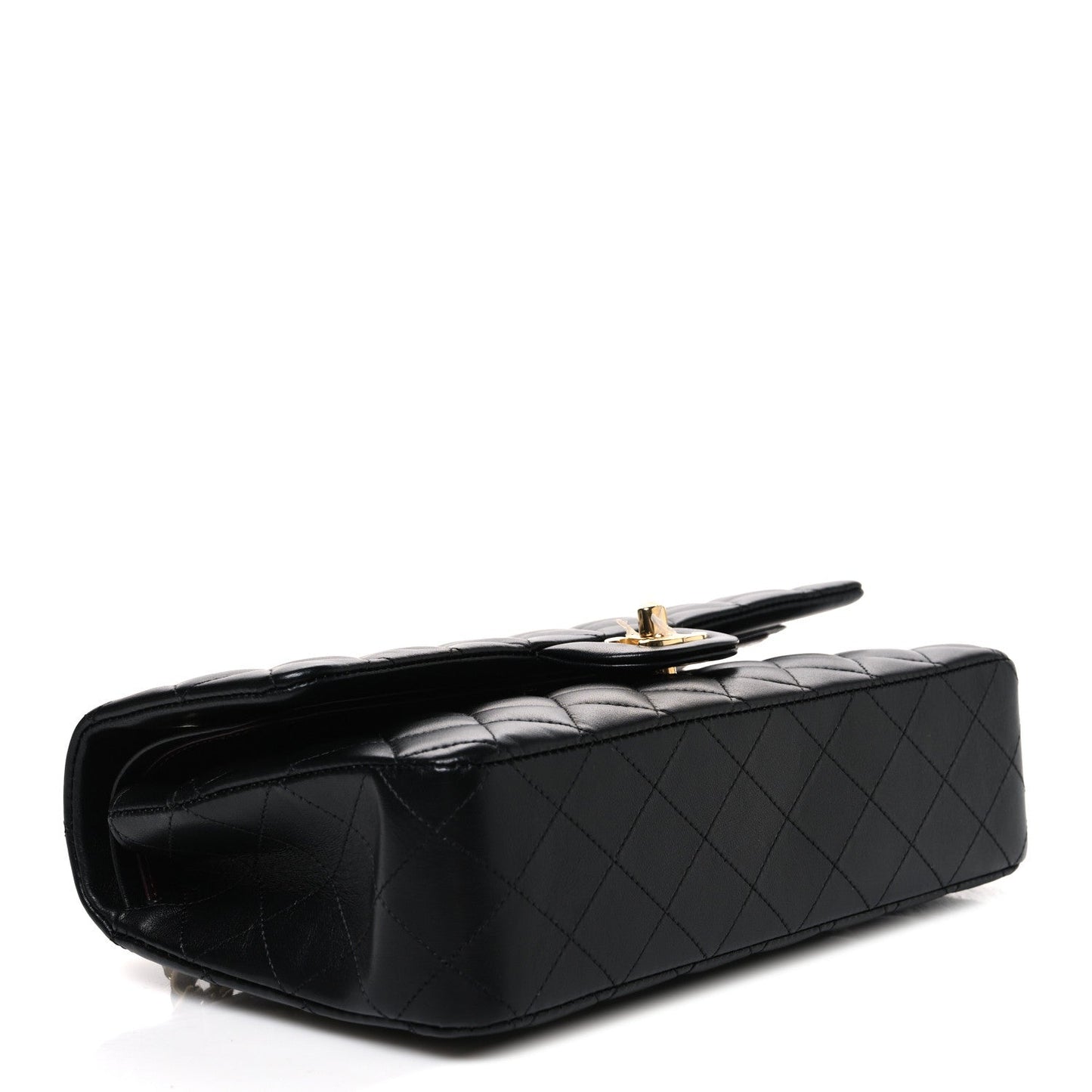 Lambskin Quilted Medium Double Flap Black