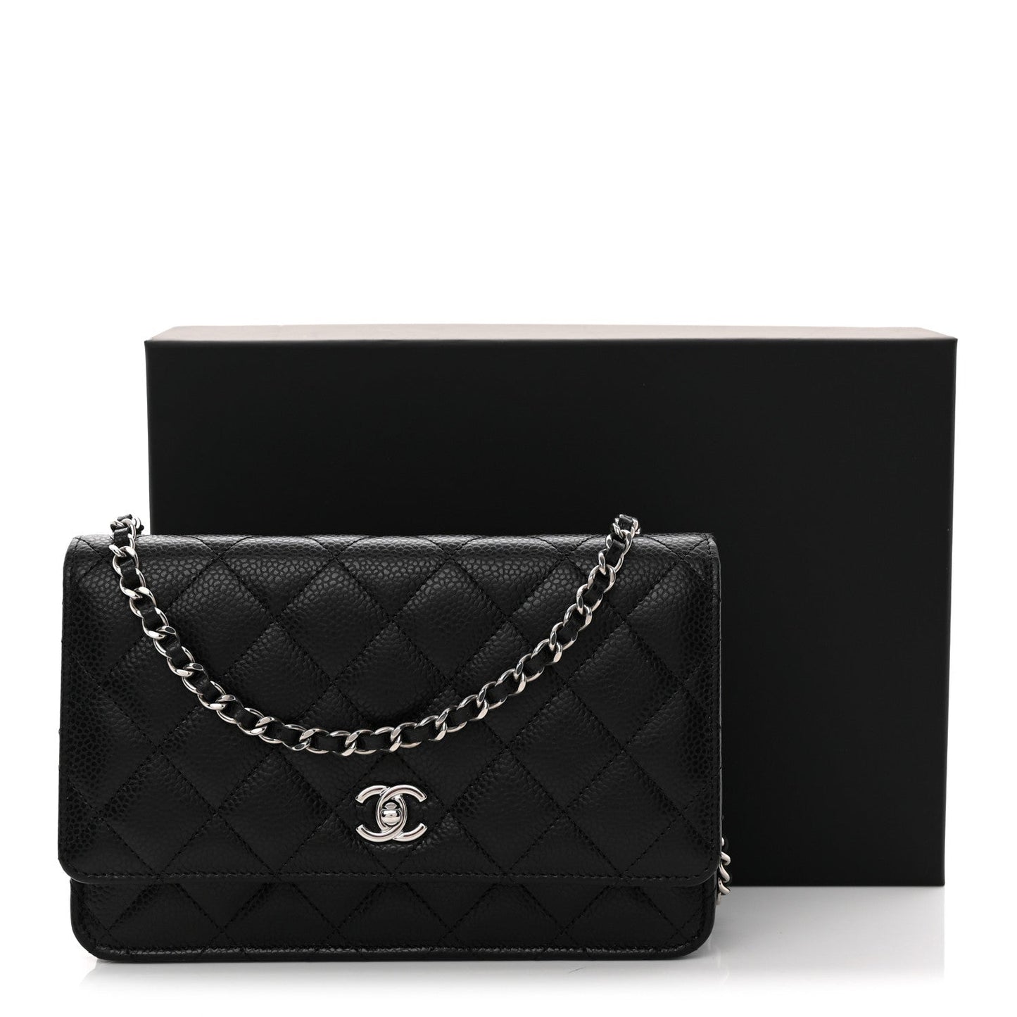 Caviar Quilted CC Turnlock Wallet On Chain WOC Black
