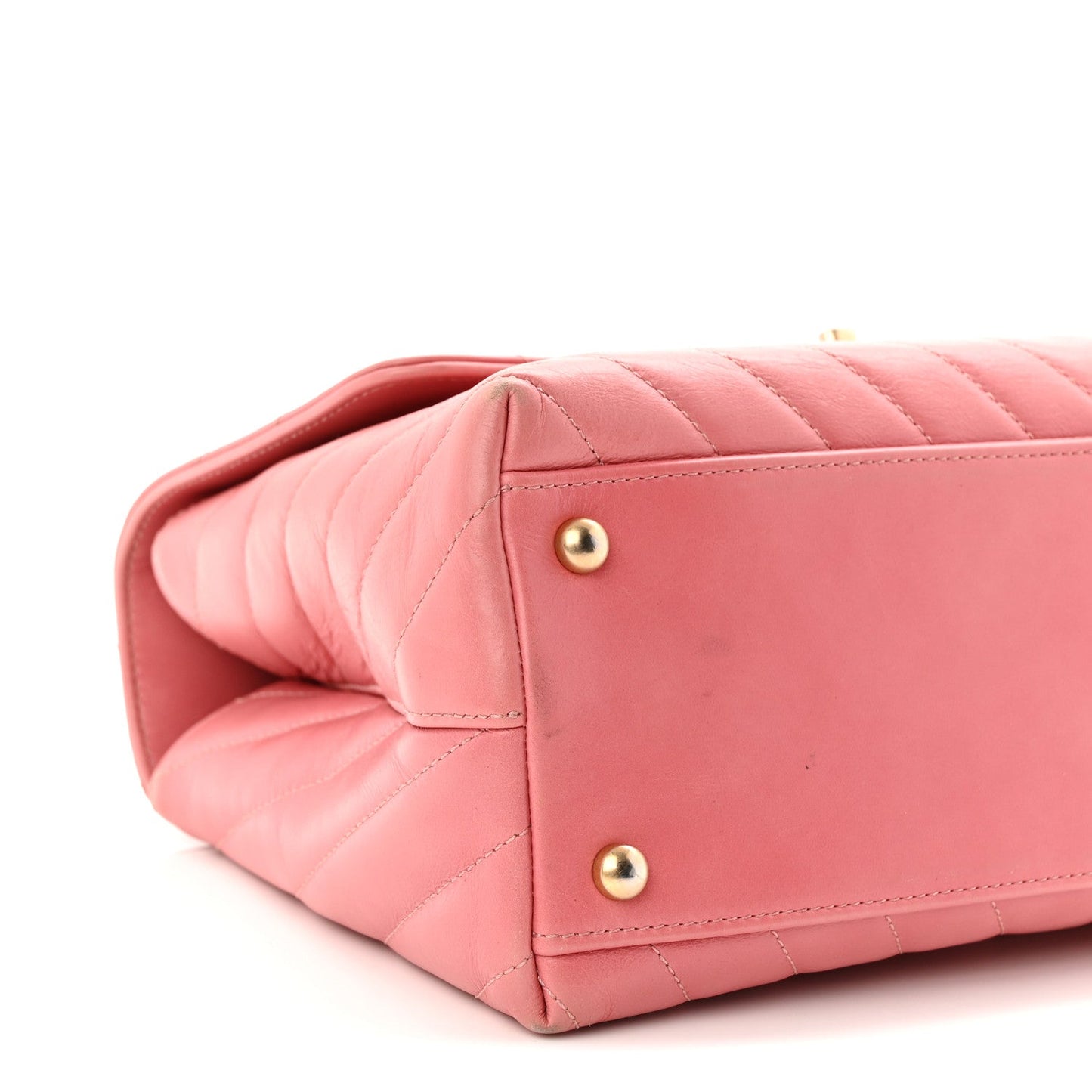 Calfskin Lizard Chevron Quilted Small Coco Handle Flap Pink