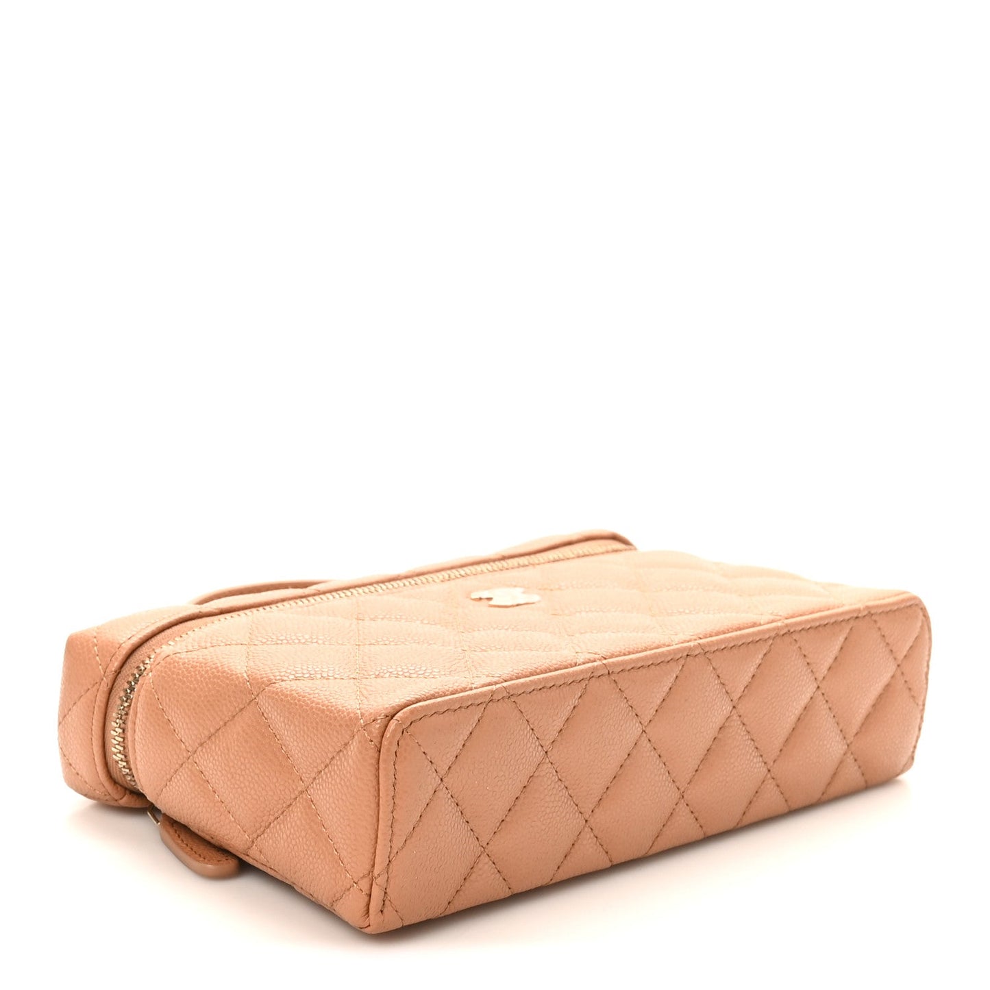 Caviar Quilted Top Handle Slim Vanity With Chain Brown