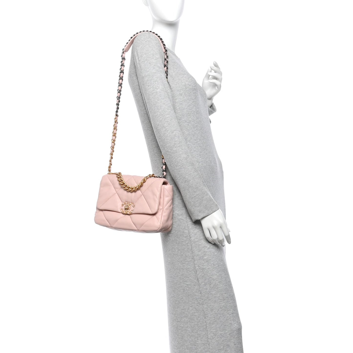 Lambskin Quilted Medium Chanel 19 Flap Light Pink