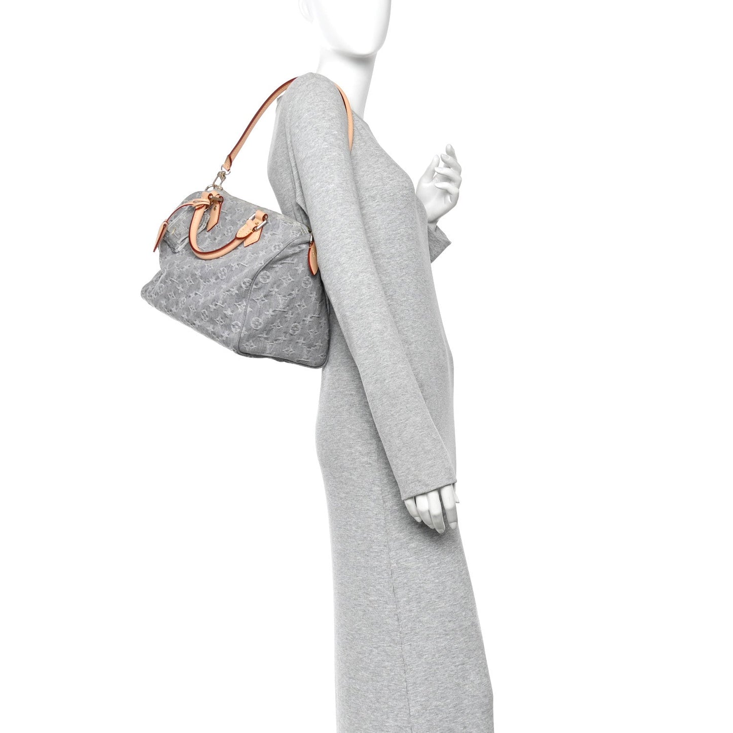 Monogram Denim Speedy Soft 30 Washed Gray