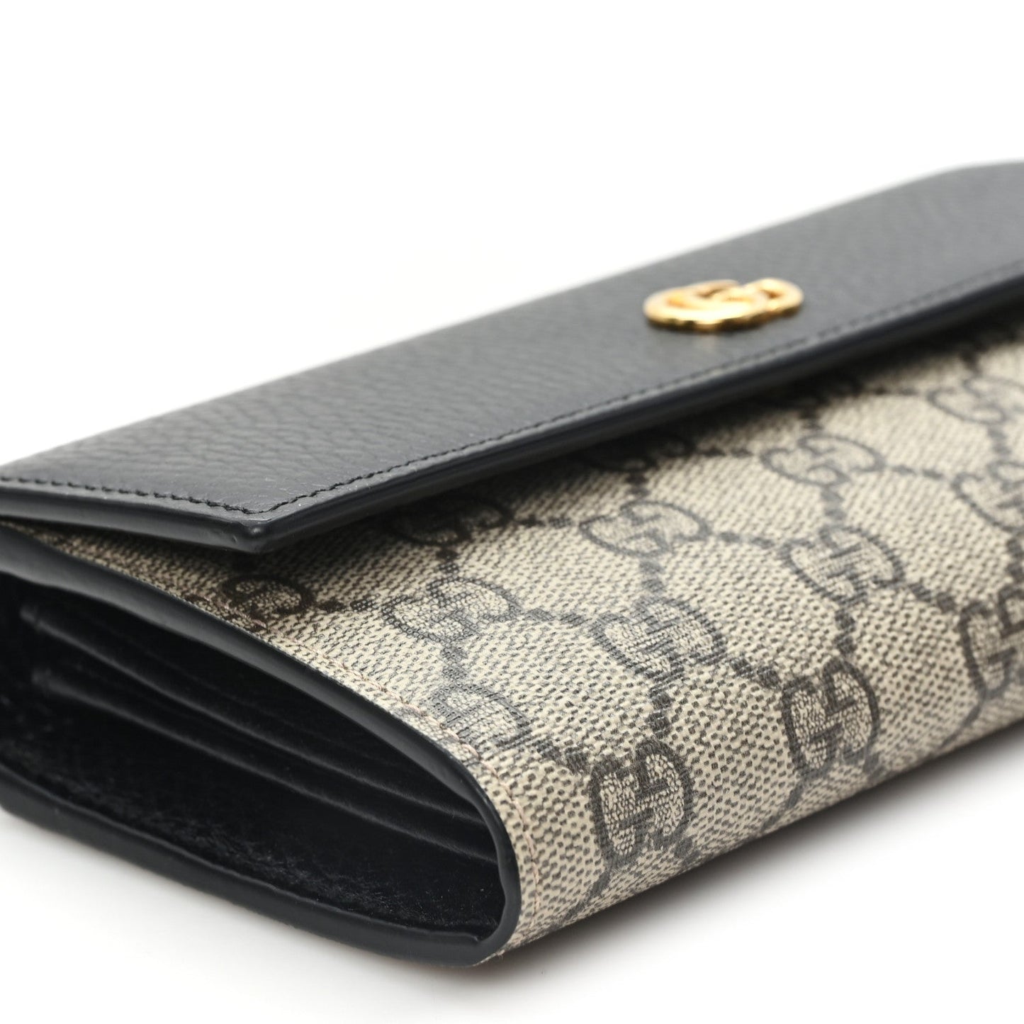Dollar Calfskin GG Supreme Monogram Petite GG Marmont Wallet Chain Bag Black Beige Ebony