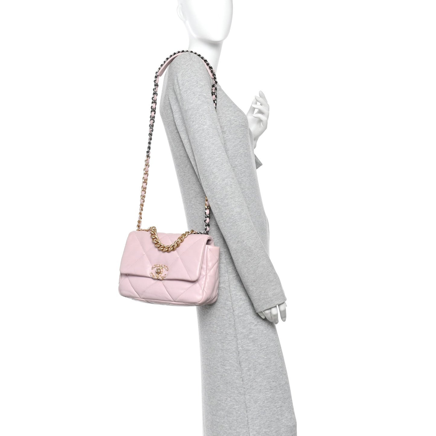 Lambskin Quilted Medium Chanel 19 Flap Light Pink