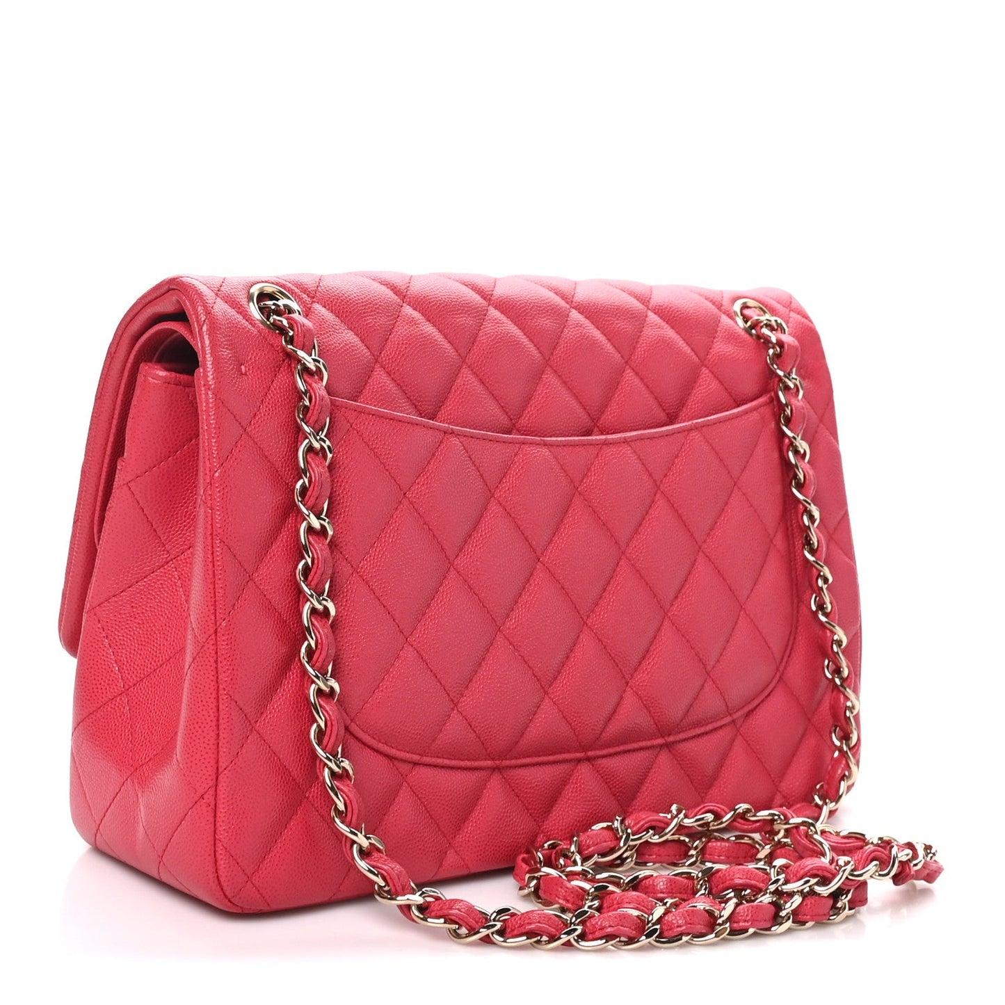 Caviar Quilted Jumbo Double Flap Dark Pink