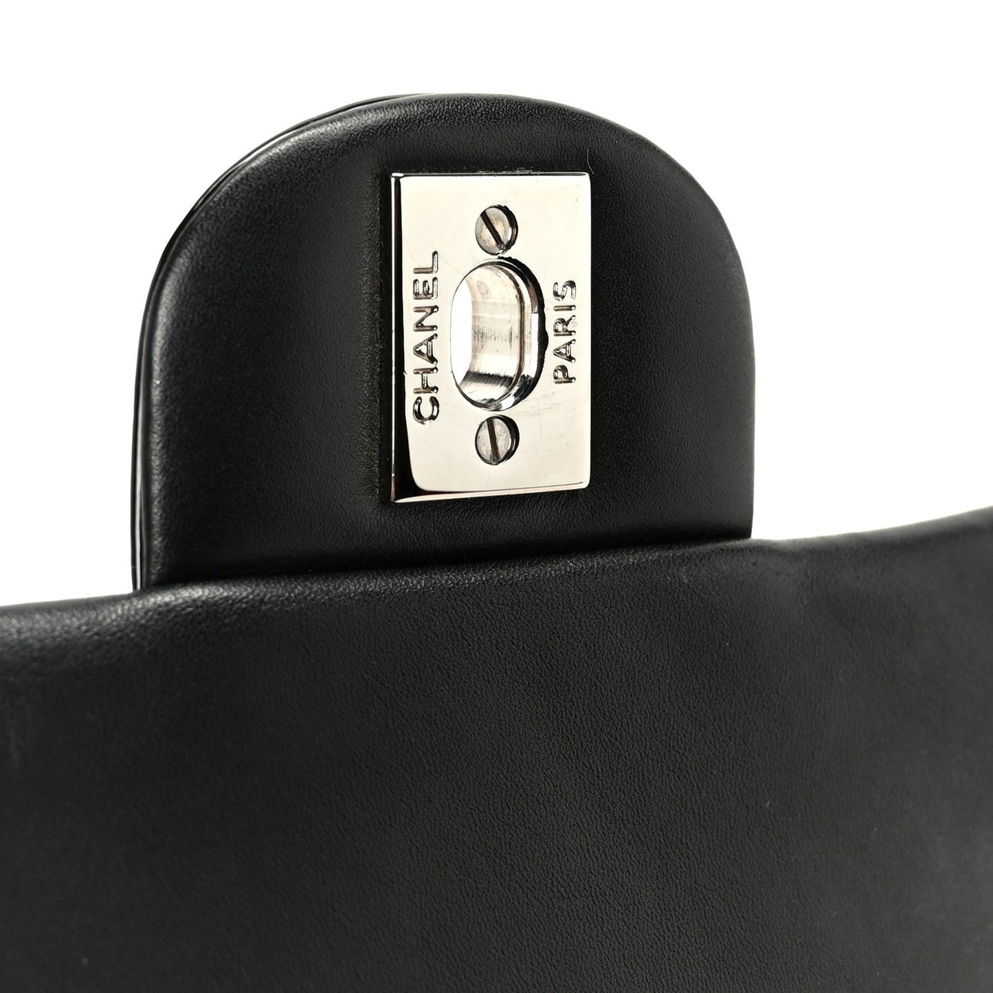 Patent Calfskin Chevron Quilted Extra Mini Flap Black