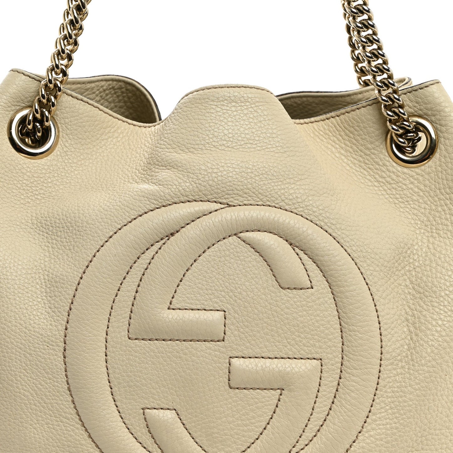 Pebbled Calfskin Medium Soho Chain Shoulder Bag Off White