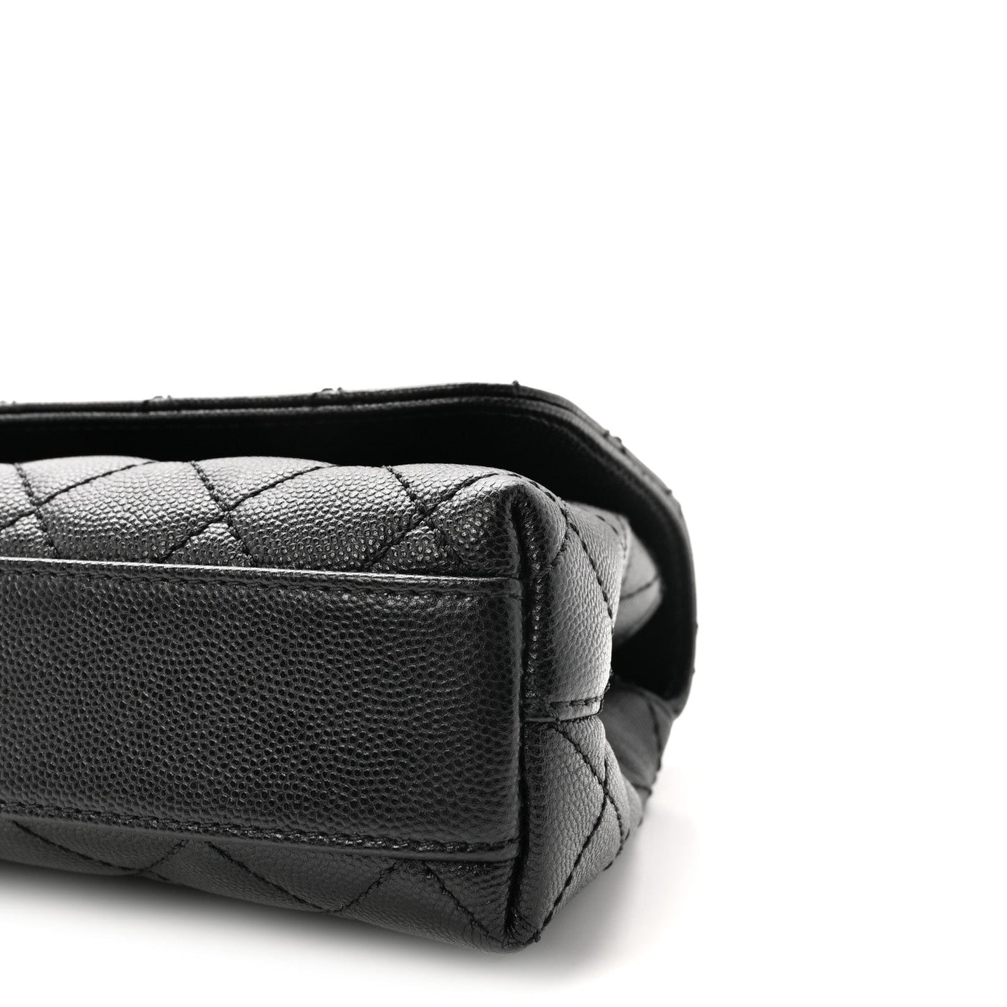 Caviar Quilted Maxi East West Coco Handle Flap Black