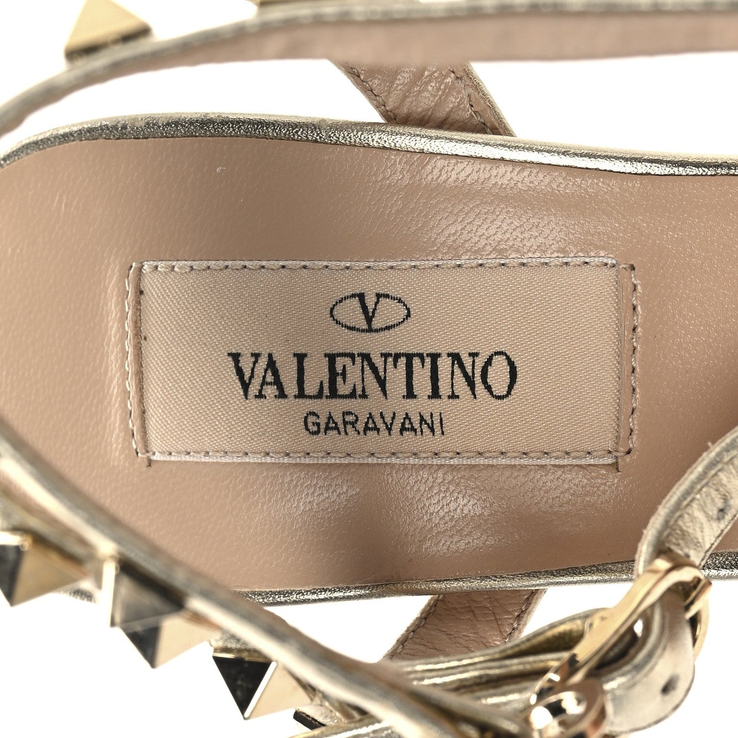 Metallic Nappa Rockstud Ankle Strap 65mm Pumps 36 Gold
