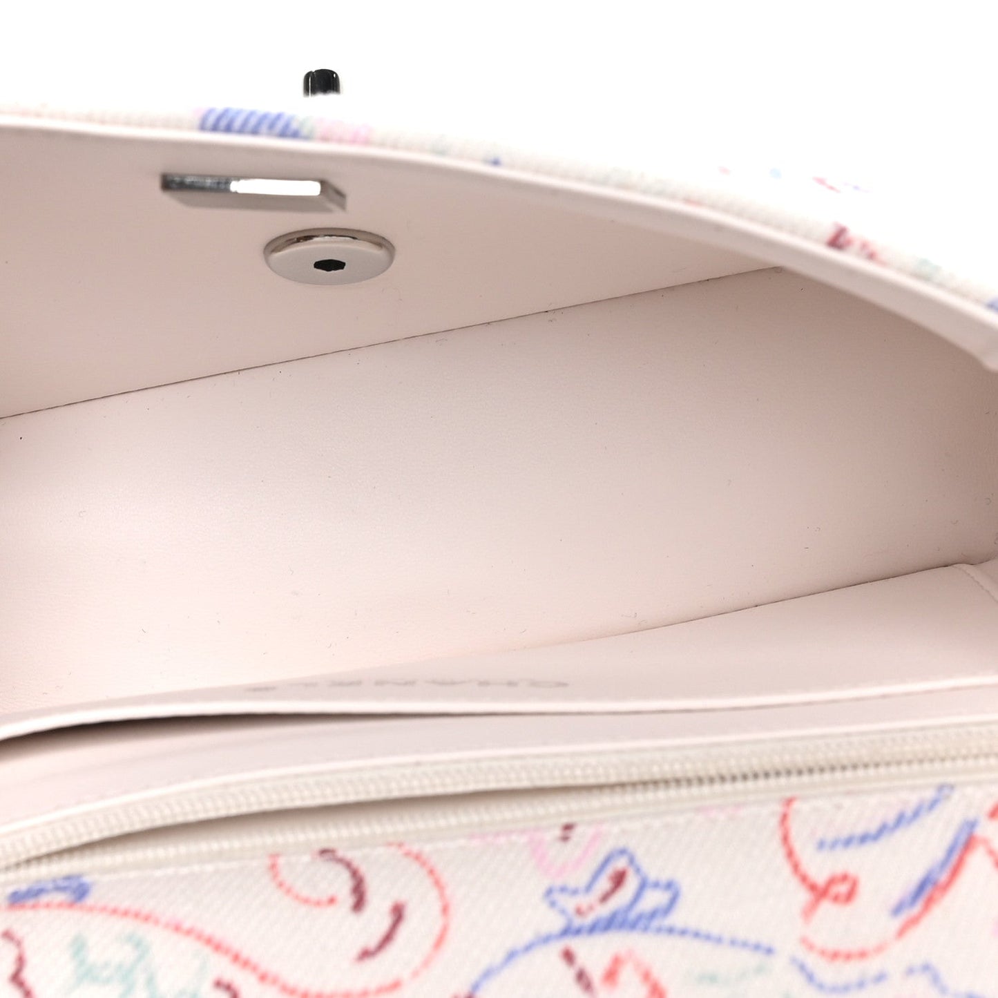 Denim Printed Fish Quilted Mini Rectangular Flap White Multicolor